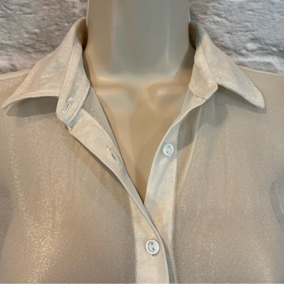AA Cali Sun & Fun Shiny Mesh Button Up Dress Size XS/S - Picture 6 of 14